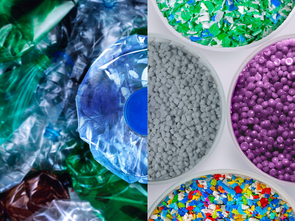 Flessen en recyclaat 